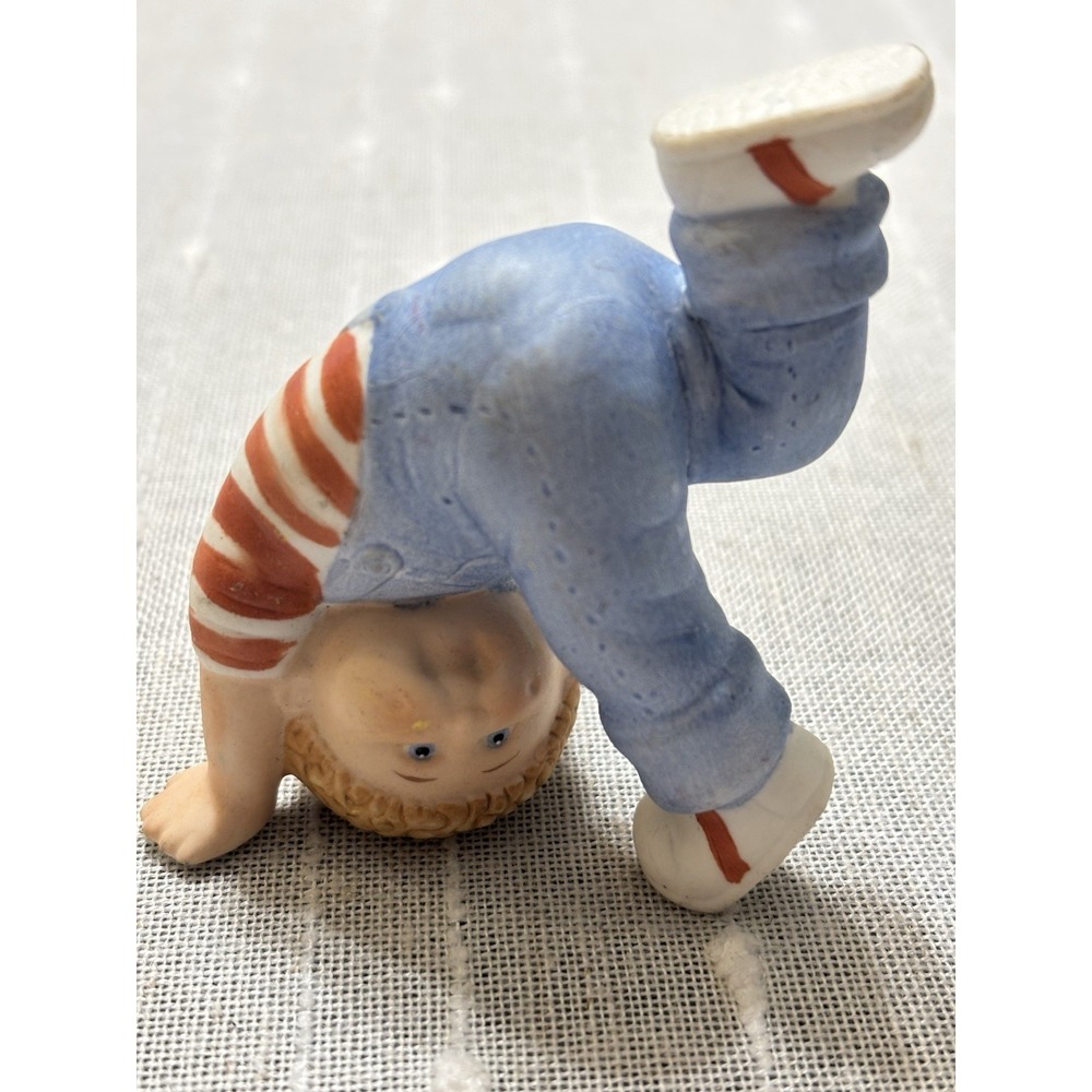 Vintage 1984 Edition Cabbage Patch Kids Porcelain Figurine Boy On Head